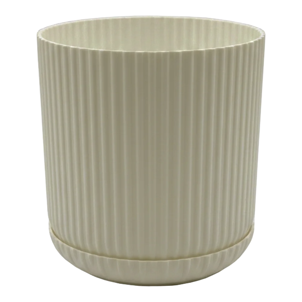 Lotus Topf mit Untersetzer Beige