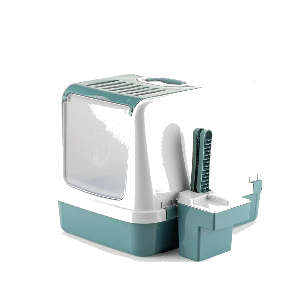 COMFY GESCHLOSSENE KATZENTOILETTE MIT ZUBEHÖR Wassergrün
